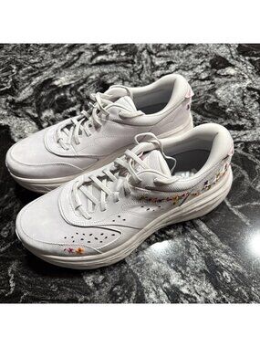 HOKA Bondi L VIBRANT BLOOM FLOWER EMBROIDERED LEATHER SHOES WOMENS 14 / MENS 13